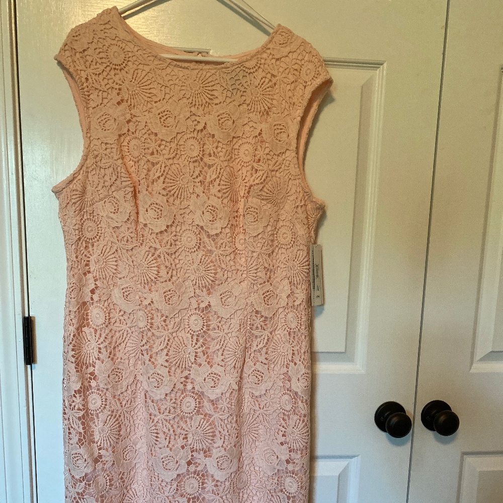 Peach yarn overlay dress